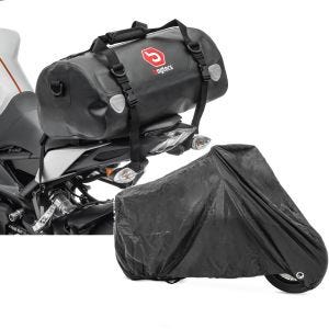 Sett: Motorsykkel hale bag Drybag XF30 vanntett volum 30l Bagtecs med motorsykkel presenning XXL deksel i svart