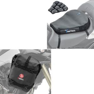 Sett: Motorsykkel crash bar bag egnet for beskyttelsesstang K4 Dry Bag vanntett 10 liter Bagtecs med luftpute Air Deluxe M sw