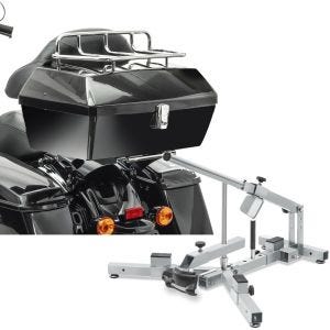 Sett: Toppkoffert med bagasjegrill Missouri 43Ltr egnet for Chopper sw Craftride med dekkskifter egnet for M. dekk 12-21" MD4Z