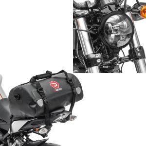 Sett: Motorsykkel hale bag tørr bag Bagtecs XF30 vanntett volum 30l + LED frontlykt 5,75 tommer egnet for Harley Davidson frontlykt svart Craftride