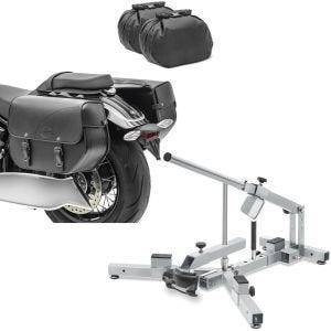 Sett: Motorsykkel-salvesker R/L Kentucky 30Ltr Chopper sw Craftride med dekkskifter egnet for M. dekk 12-21" MD4Z