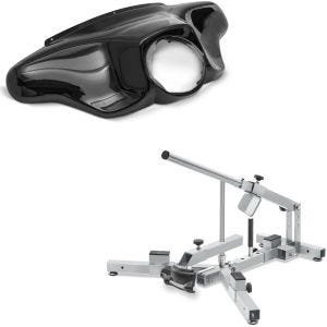 Sett: Batwing fairing egnet for Harley Davidson Touring 96-13 Craftride i svart + motorsykkel dekkskifter for motorsykkeldekk 12-21" dekkskifter ConStands MD4Z