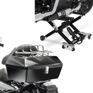 Sett: Toppkoffert med bagasjegrill Missouri 43Ltr egnet for Chopper sw Craftride med lift Midlift XL opp til 500kg sw