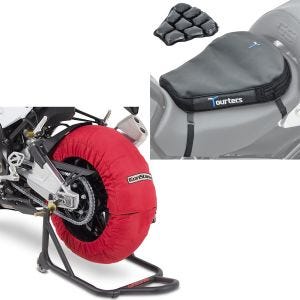 Sett: Motorsykkel dekkvarmer sett Laguna Seca 60-80°C 17 tommer i rød ConStands med luftpute Air Deluxe M svart