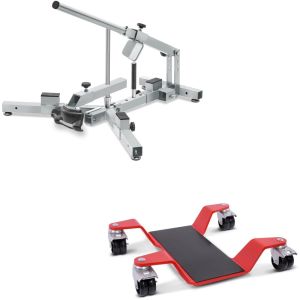 Sett: Dekkskifter for M. dekk 12-21" MD4Z ConStands med manøvreringshjelp for hovedstativ Easy Mover II opp til 400kg rød