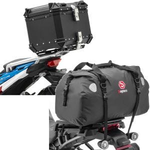 Sett: Motorsykkel aluminium toppkoffert XB45 aluminium univ 45 liter sw Bagtecs med motorsykkel hale bag dry bag XF60 vanntett volum 60l.