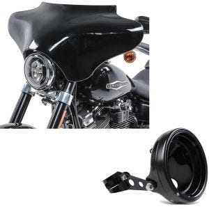 Sett: Batwing kåpe egnet for Harley Davidson Road King / Softail / Fat Boy Craftride svart + Motorsykkel frontlyshus 7" med gaffelbrakett 35-43mm Craftride svart