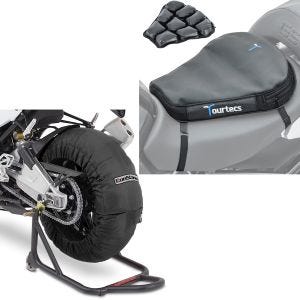 Sett: Motorsykkel dekkvarmer sett Laguna Seca 60-80°C 17 tommer sw ConStands med luftpute Air Deluxe M sw
