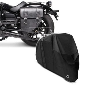 Sett: Motorsykkel salveske venstre Texas 10Ltr egnet for Chopper sw Craftride med motorsykkelpresenning XL deksel sw