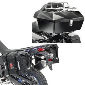 Sett: Toppkoffert med bagasjegrill Missouri 43L egnet for Chopper sw Craftride med salvesker wd