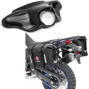 Sett: Batwing kåpe egnet for Harley Davidson Touring 96-13 Craftride i svart + motorsykkel-salvesker vanntette Bagtecs WP8 2x30L sideveske med rullelukking