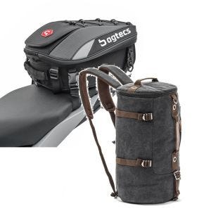 Sett: Motorsykkel hale bag X30 pillion bag utvidbar 20-30Ltr sw Bagtecs med ryggsekk Canvas VG8 Vintage 35Ltr sw