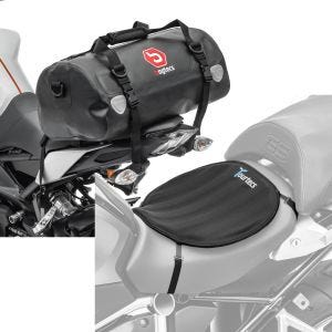 Sett: Motorsykkel hale bag Drybag XF30 vanntett volum 30l Bagtecs med gel setepute neopren L sw