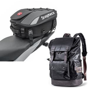 Sett: Motorsykkel hale bag X30 pillion bag utvidbar 20-30Ltr sw Bagtecs med ryggsekk RL3 halebag Vintage 24Ltr sw