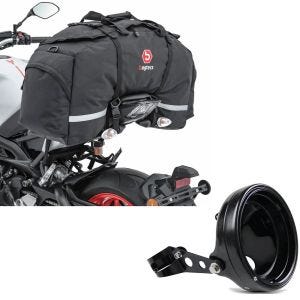 Sett: Tail bag motorsykkel SX80 pillion bag sw 70Ltr Bagtecs med frontlyshus 7" med gaffelfeste 35-43mm sw