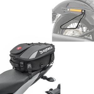Sett: Motorsykkel halebag X30 pillion bag utvidbar 20-30Ltr sw Bagtecs med salveskeholder universal sw