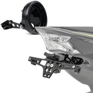 Sett: hovedlys. 7" med gaffelholder 35-43mm sw Craftride med nummerskiltholder NH2 med LED-belysning