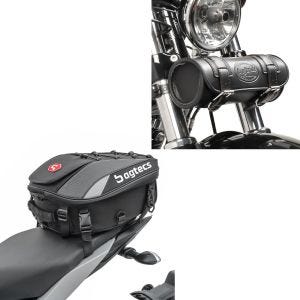 Sett: Motorsykkel hale bag X30 utvidbar 20-30Ltr sw Bagtecs med verktøyrull Elgin 2,4Ltr egnet for retro sykler sw