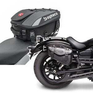 Sett: Motorsykkel hale bag X30 utvidbar 20-30Ltr sw Bagtecs med salveske høyre Arizona 3Ltr egnet for Chopper sw
