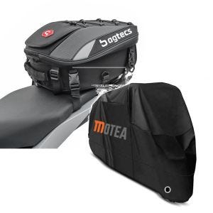 Sett: Motorsykkel hale bag X30 pillion bag utvidbar 20-30Ltr sw Bagtecs med presenning BC1 XXL deksel sw
