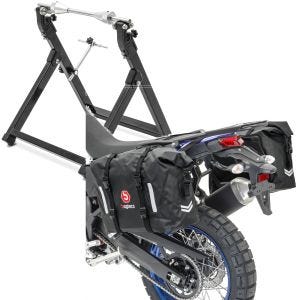 Sett: Balanser motorsykkel WU-2 balanseringsenhet sw ConStands med motorsykkel-salvesker vanntett WP8 2x30L rullelukking