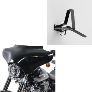 Sett: Batwing kåpe egnet for Harley Davidson Road King / Softail / Fat Boy Craftride svart + motorsykkel frakkstativ XGP WH2 veggfeste hjelmholder svart