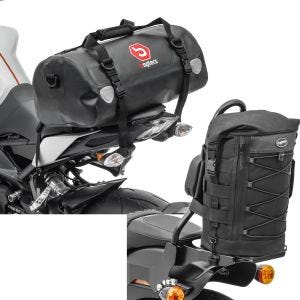 Sett: Motorsykkel hale bag Drybag XF30 wd Volume 30l Bagtecs med sissy bar bag egnet for Chopper og Cruiser tail bag DB4