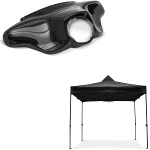 Sett: Batwing fairing egnet for Harley Davidson Touring 96-13 Craftride i svart + racingtelt 3x3m sammenleggbar Tourtecs sammenleggbar paviljong for racerbanen svart