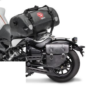 Sett: Motorsykkel halebag Drybag XF30 wd Volum 30l Bagtecs med salveske venstre Texas 10Ltr egnet for Chopper sw
