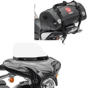 Sett: Batwing kåpe egnet for choppere og spesialsykler Craftride med motorsykkel hale bag Drybag XF30 wd. Volum 30l