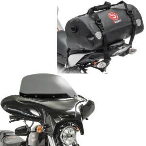 Sett: Batwing fairing egnet for choppers og custom sykler rg Craftride med motorsykkel hale bag Drybag XF30 wd