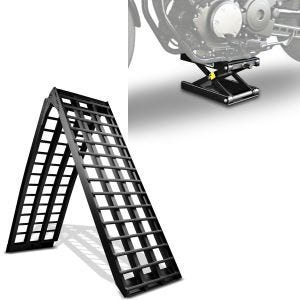 Sett: Aluminiumskjøringsrampe V sw, opp til 680 kg, sammenleggbar, egnet for motorsykkel ConStands med lift Midlift M opp til 500 kg sw