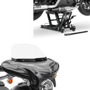 Sett: Batwing fairing egnet for choppere og spesialsykler Craftride med motorsykkelløft Midlift L opp til 680 kg sw