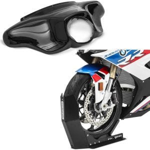Sett: Batwing fairing egnet for Harley Davidson Touring 96-13 Craftride i svart + transportstativ ConStands Easy-Fix motorsykkelrocker opp til 21 tommer matt svart