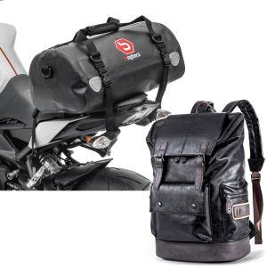 Sett: Motorsykkel halebag Drybag XF30 vanntett volum 30l Bagtecs med ryggsekk RL3 halebag Vintage 24Ltr svart
