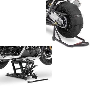 Sett: Motorsykkel dekkvarmer Laguna Seca 60-80°C 17" sw ConStands med lift Midlift L opp til 680 kg sw