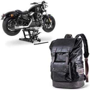 Sett: Lift Midlift L opp til 680 kg sw ConStands med motorsykkelryggsekk RL3 halebag Vintage 24Ltr sw