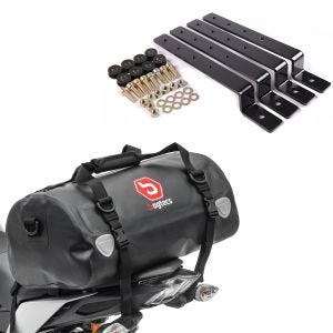Sett: Motorsykkel hale bag Drybag XF30 wd Volum 30l Bagtecs med holdesett egnet for Chopper sidevesker sort