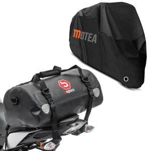 Sett: Motorsykkel hale bag Drybag XF30 vanntett volum 30l Bagtecs med motorsykkel presenning BC1 XXL deksel i svart