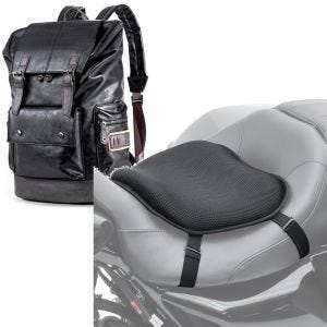 Sett: Motorsykkelryggsekk RL3 halebag Vintage 24Ltr sw Craftride med motorsykkel gel setepute L komfortpute sw