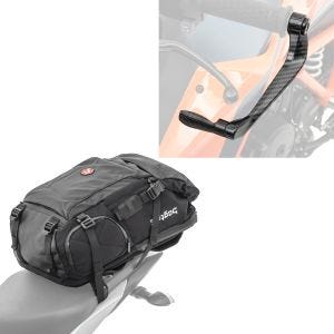 Sett: Motorsykkelryggsekk HX5 wd 45Ltr med hjelmholder Bagtecs med spakbeskytter X6 sort