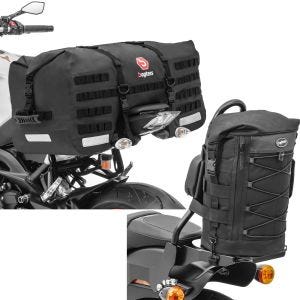Sett: Motorsykkel hale bag SX70 70Ltr vanntett i sw Bagtecs med sissy bar bag egnet for chopper og cruiser tail bag DB4