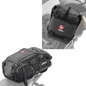 Sett: Motorsykkel ryggsekk HX5 wd 45Ltr med hjelmholder Bagtecs med crash bar bag egnet for crash bar K4 wd