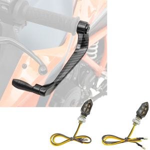Sett: Motorsykkelspakbeskytter Lever Guard bremsespak clutchspakbeskyttelse X6 sw Zaddox med LED-indikatorer KP8 ECE par tonet