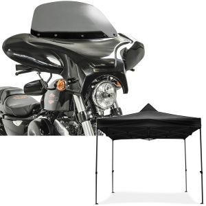 Sett: Batwing fairing egnet for choppere og spesialsykler rg Craftride med racertelt 3x3m sammenleggbar sw