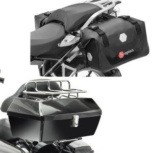 Sett: Toppkoffert med bagasjegrill Missouri 43Ltr egnet for Chopper sw Craftride med salvesker wd RB25 med rullelukking