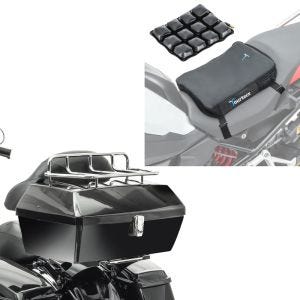 Sett: Motorsykkel toppkoffert med bagasjegrill Missouri 43Ltr egnet for Chopper abschlb sw Craftride med luftpute Air Deluxe S sw