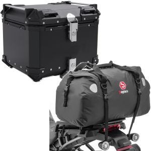 Sett: Motorsykkel aluminium toppkoffert XB55 aluminium univ 55 liter sw Bagtecs med motorsykkel hale bag dry bag XF60 vanntett volum 60l.