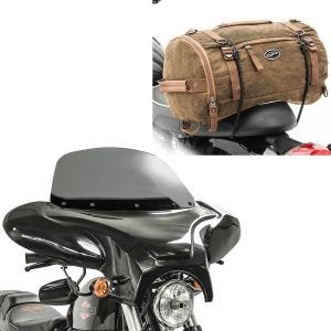Sett: Batwing egnet for choppere og tilpassede sykler rg Craftride med motorsykkel halebag Vintage 25L brun