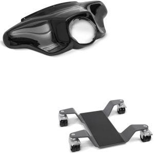 Sett: Batwing kåpe egnet for Harley Davidson Touring 96-13 Craftride i svart + manøvreringshjelp for hovedstativ ConStands Easy Mover II opptil 400 kg i grått